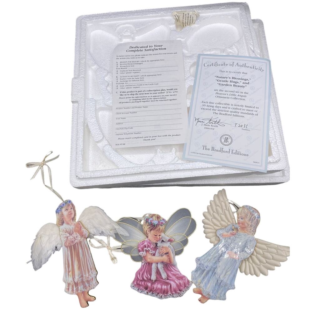 3 Vtg 1998 The Bradford Editions Heaven’s Little Angels Ornament Collection - Picture 1 of 9